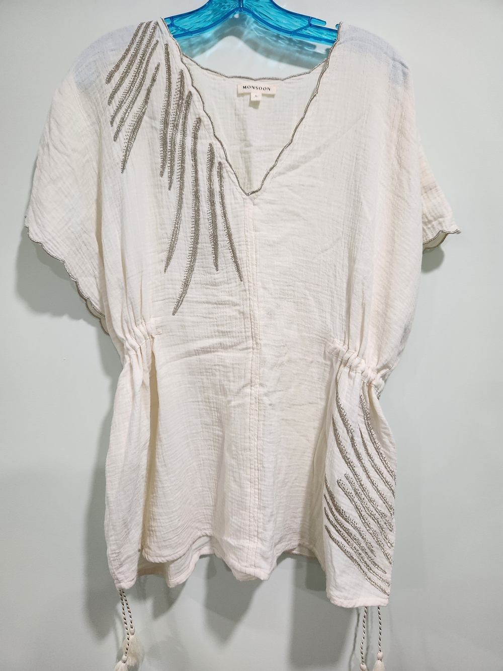 Monsoon Cream Embellished V-Neck Tunic